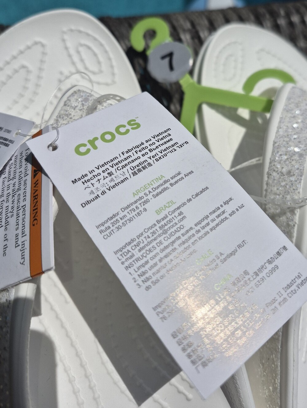 NWT's Crocs Women's Sloane Glitter Flip Flops in white, Women's Size 7 - Picture 5 of 6
